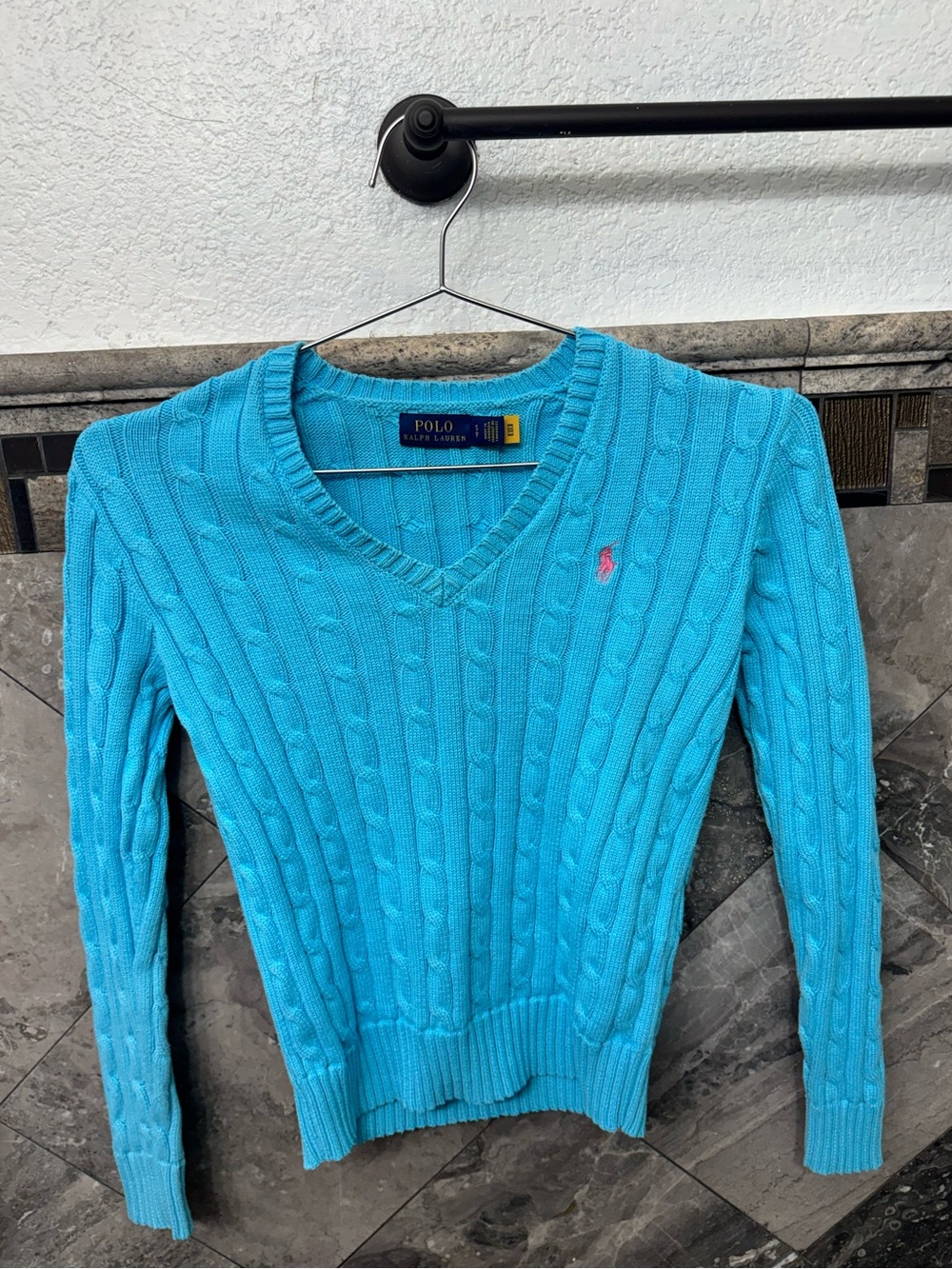Polo Ralph Lauren blue cable knit sweater